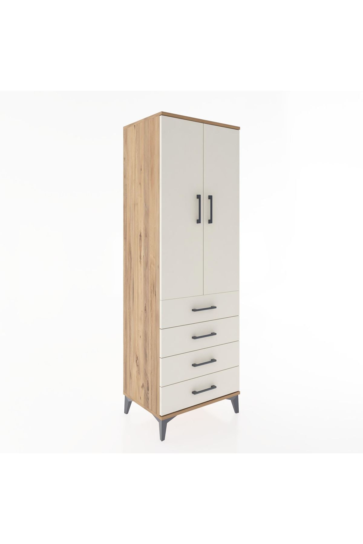 Hyperion Dolap 2 Raflı 4 Çekmeceli 2 Kapaklı 60x44x182 Çam-Aytaşı