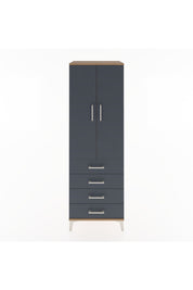Hyperion Dolap 2 Raflı 4 Çekmeceli 2 Kapaklı 60x44x182 Çam-Antrasit