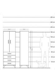 Hyperion Dolap 2 Raflı 4 Çekmeceli 2 Kapaklı 60x44x182 Çam-Aytaşı