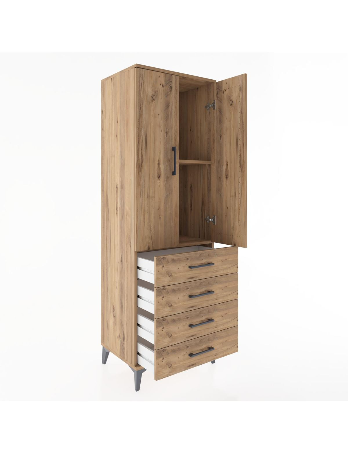 Hyperion Dolap 2 Raflı 4 Çekmeceli 2 Kapaklı 60x44x182 - S56M005V9B