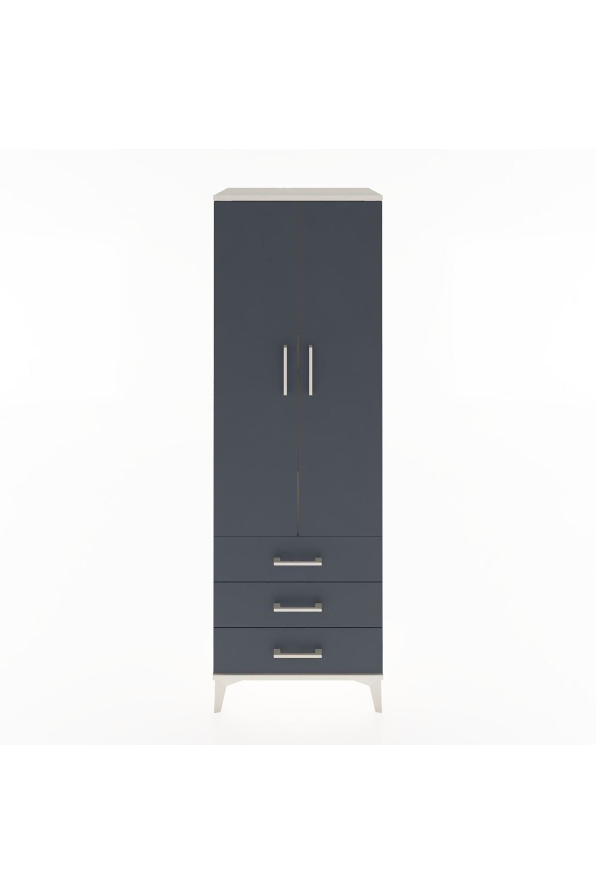 Hyperion Dolap 2 Raflı 3 Çekmeceli 2 Kapaklı 60x44x182 Aytaşı-Antrasit