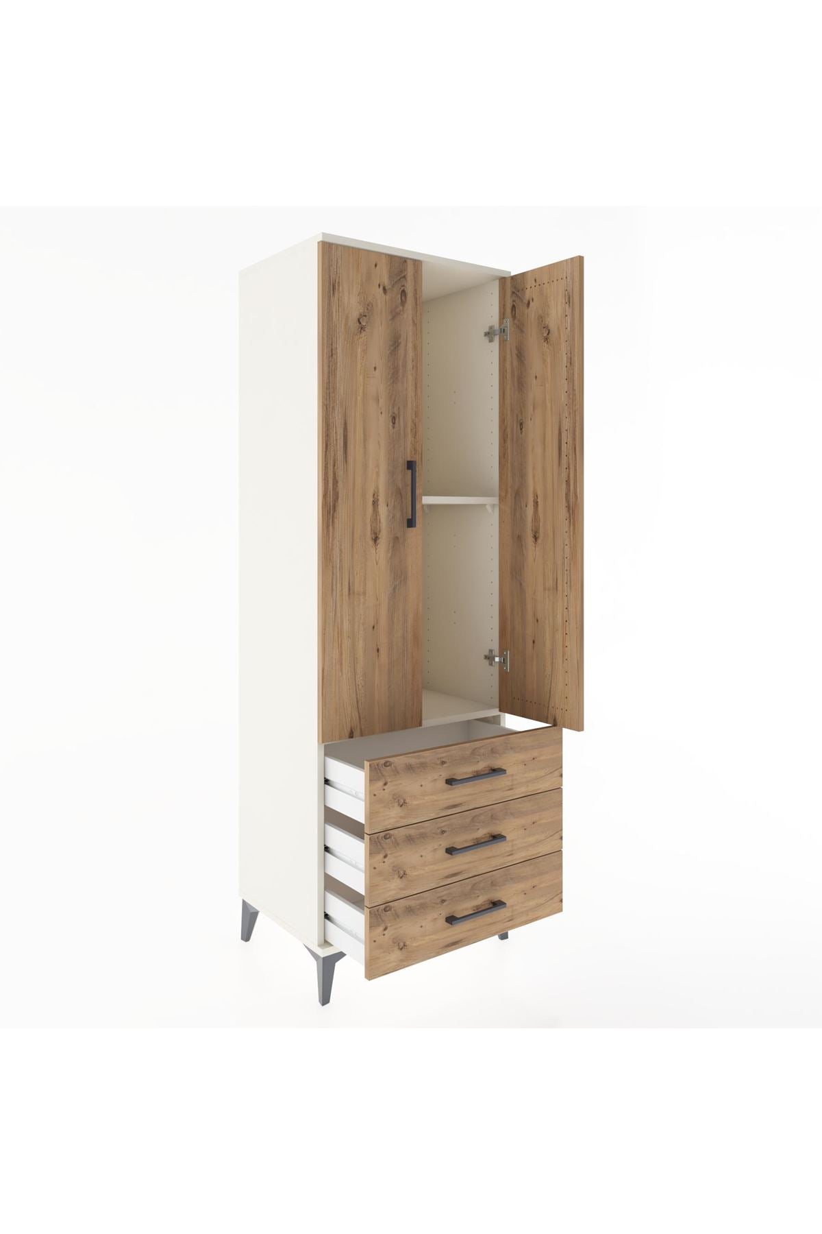 Hyperion Dolap 2 Raflı 3 Çekmeceli 2 Kapaklı 60x44x182 Aytaşı-Çam