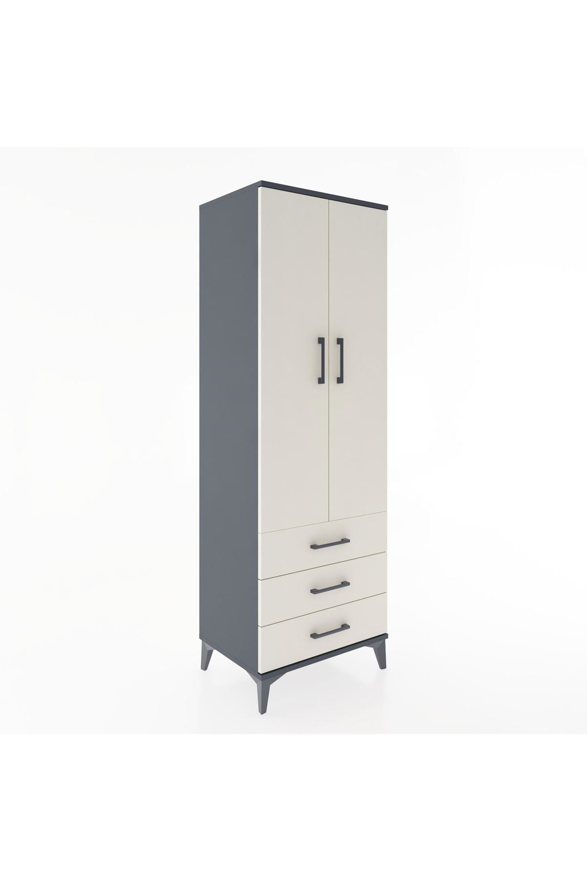 Hyperion Dolap 2 Raflı 3 Çekmeceli 2 Kapaklı 60x44x182 Antrasit-Aytaşı