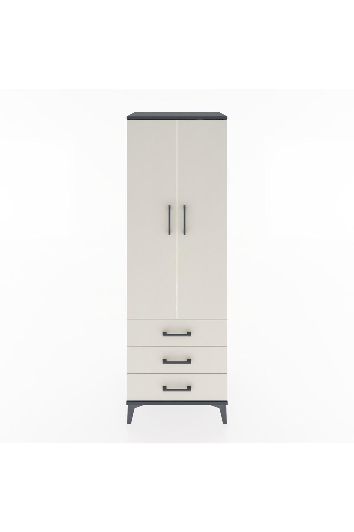 Hyperion Dolap 2 Raflı 3 Çekmeceli 2 Kapaklı 60x44x182 Antrasit-Aytaşı