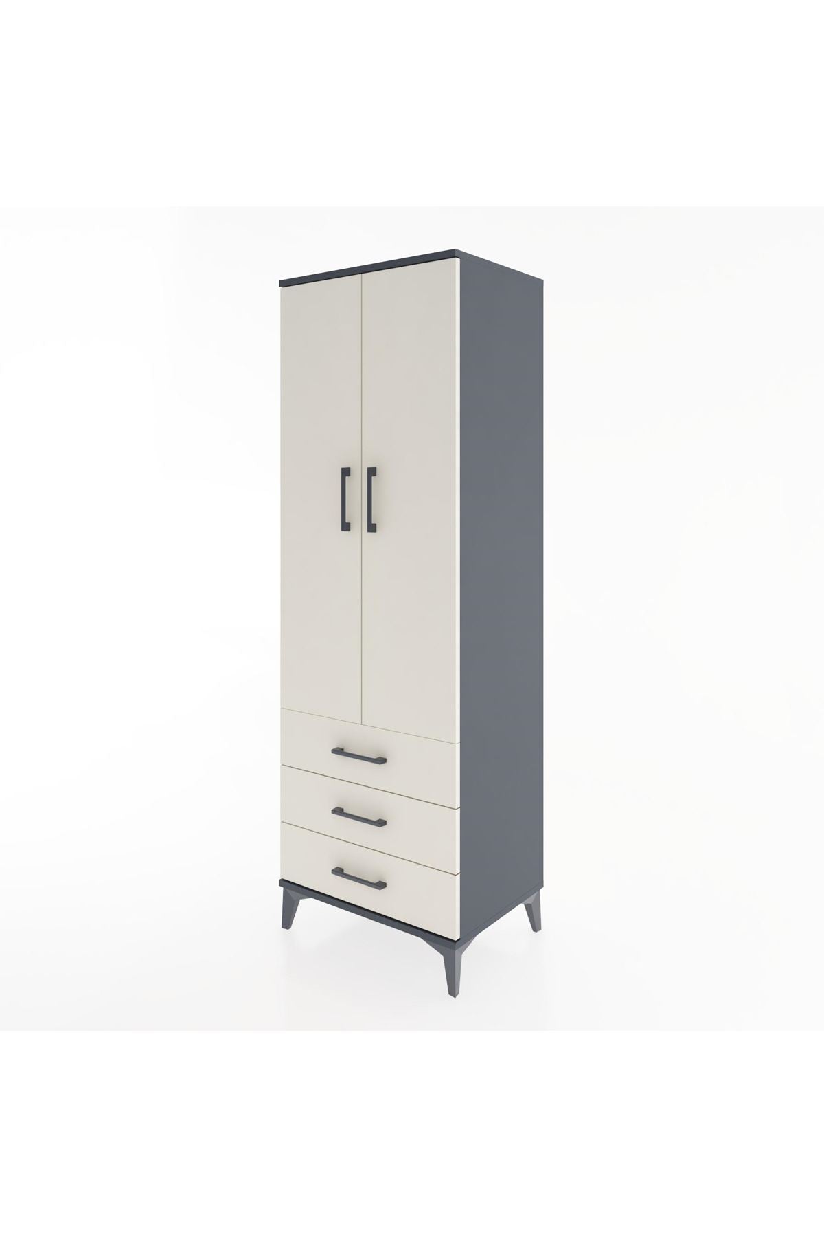 Hyperion Dolap 2 Raflı 3 Çekmeceli 2 Kapaklı 60x44x182 Antrasit-Aytaşı