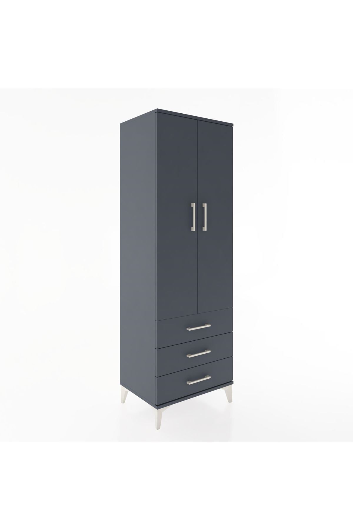 Hyperion Dolap 2 Raflı 3 Çekmeceli 2 Kapaklı 60x44x182 Antrasit-Antrasit