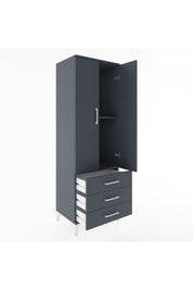 Hyperion Dolap 2 Raflı 3 Çekmeceli 2 Kapaklı 60x44x182 Antrasit-Antrasit