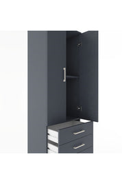 Hyperion Dolap 2 Raflı 3 Çekmeceli 2 Kapaklı 60x44x182 Antrasit-Antrasit