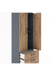 Hyperion Dolap 2 Raflı 3 Çekmeceli 2 Kapaklı 60x44x182 Antrasit-Çam