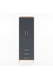 Hyperion Dolap 2 Raflı 3 Çekmeceli 2 Kapaklı 60x44x182 Çam-Antrasit
