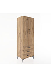 Hyperion Dolap 2 Raflı 3 Çekmeceli 2 Kapaklı 60x44x182 Çam-Çam