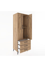 Hyperion Dolap 2 Raflı 3 Çekmeceli 2 Kapaklı 60x44x182 Çam-Çam