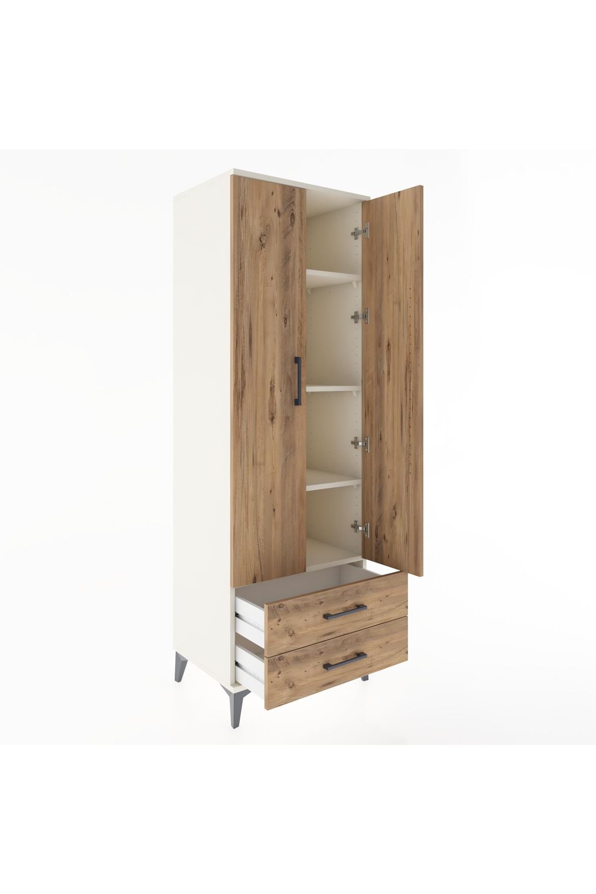 Hyperion Dolap 4 Raflı 2 Çekmeceli 2 Kapaklı 60x44x182 Aytaşı-Çam