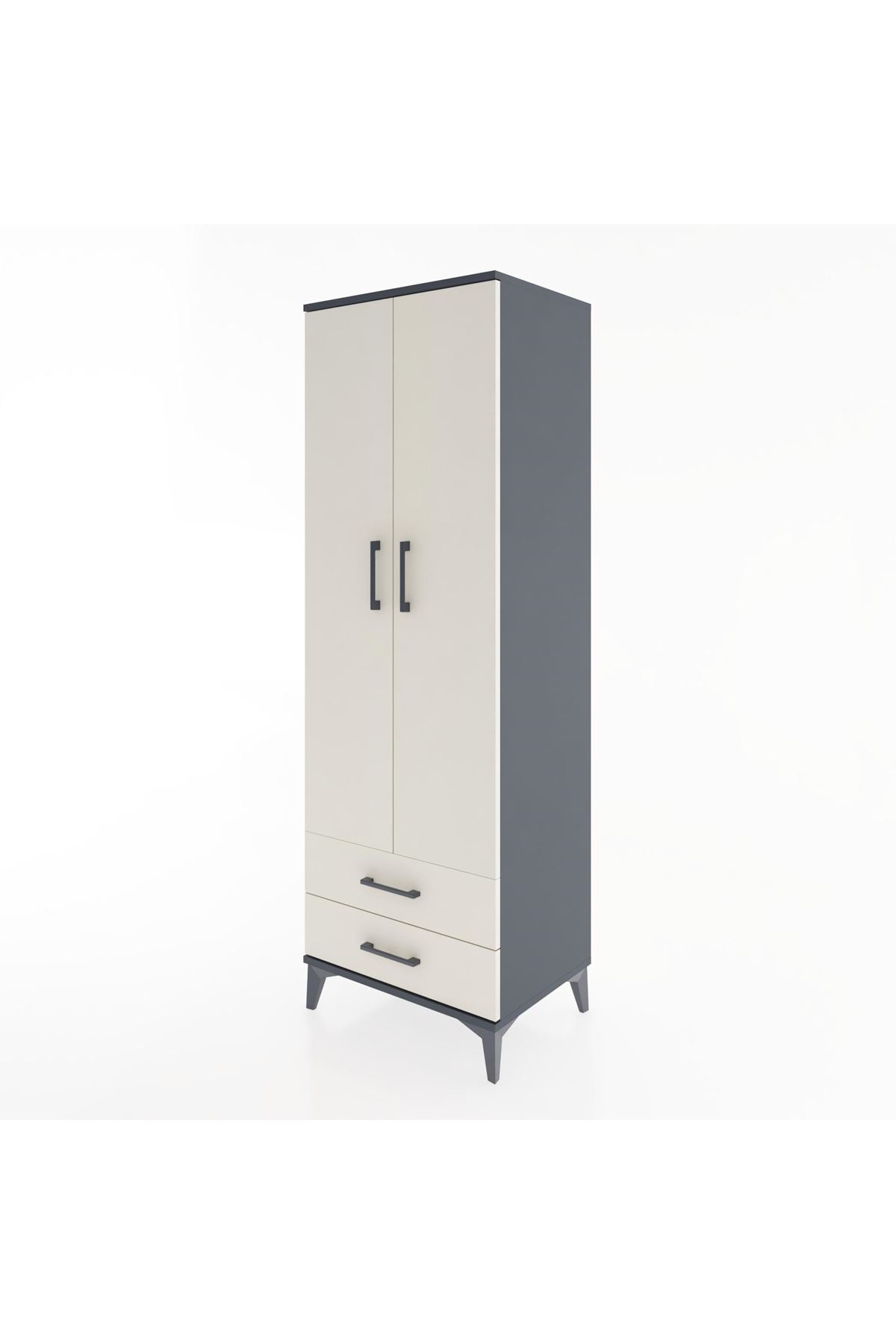 Hyperion Dolap 4 Raflı 2 Çekmeceli 2 Kapaklı 60x44x182 Antrasit-Aytaşı