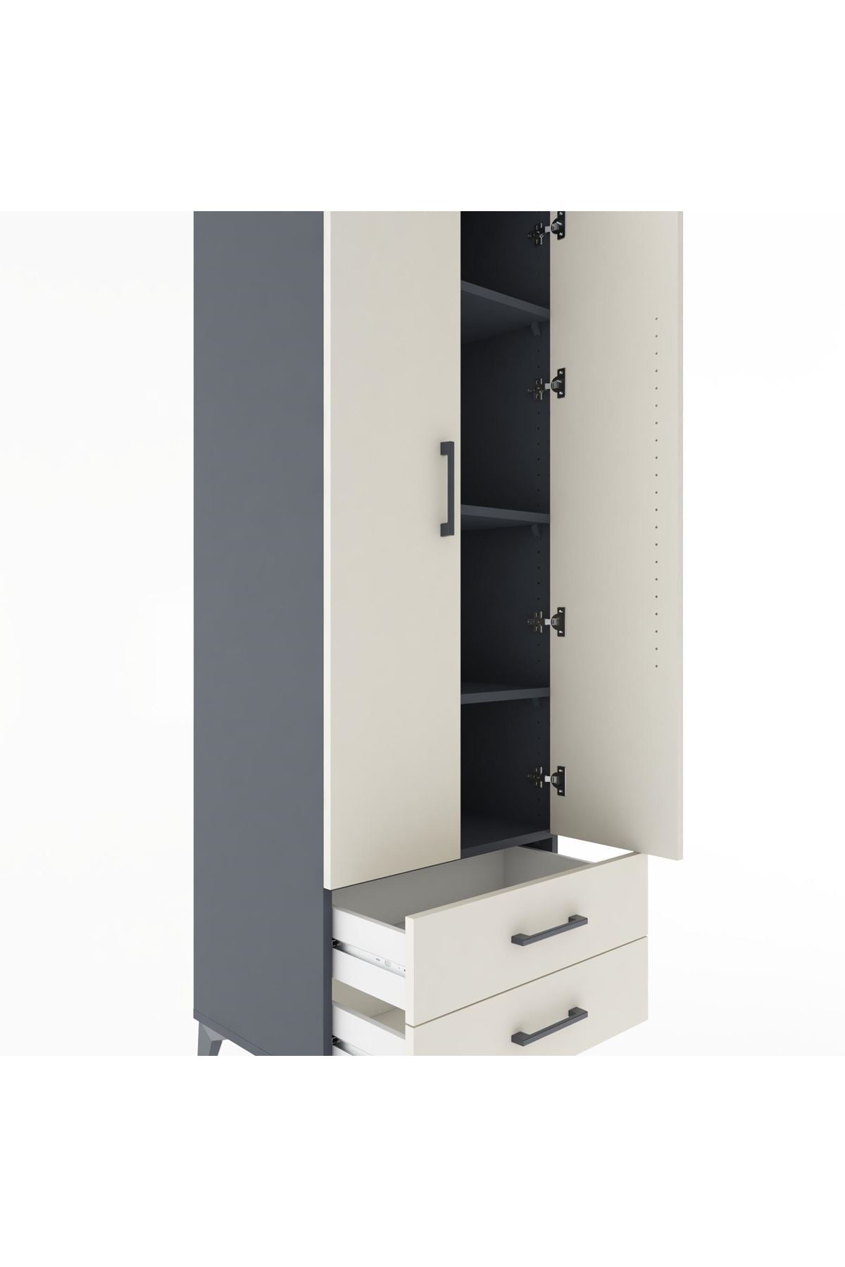 Hyperion Dolap 4 Raflı 2 Çekmeceli 2 Kapaklı 60x44x182 Antrasit-Aytaşı