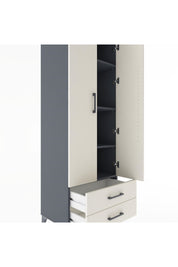 Hyperion Dolap 4 Raflı 2 Çekmeceli 2 Kapaklı 60x44x182 Antrasit-Aytaşı
