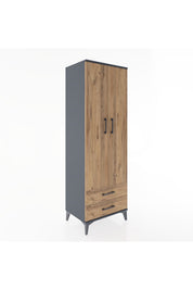 Hyperion Dolap 4 Raflı 2 Çekmeceli 2 Kapaklı 60x44x182 Antrasit-Çam