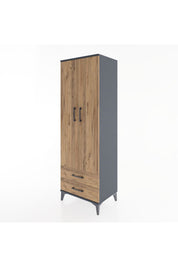 Hyperion Dolap 4 Raflı 2 Çekmeceli 2 Kapaklı 60x44x182 Antrasit-Çam