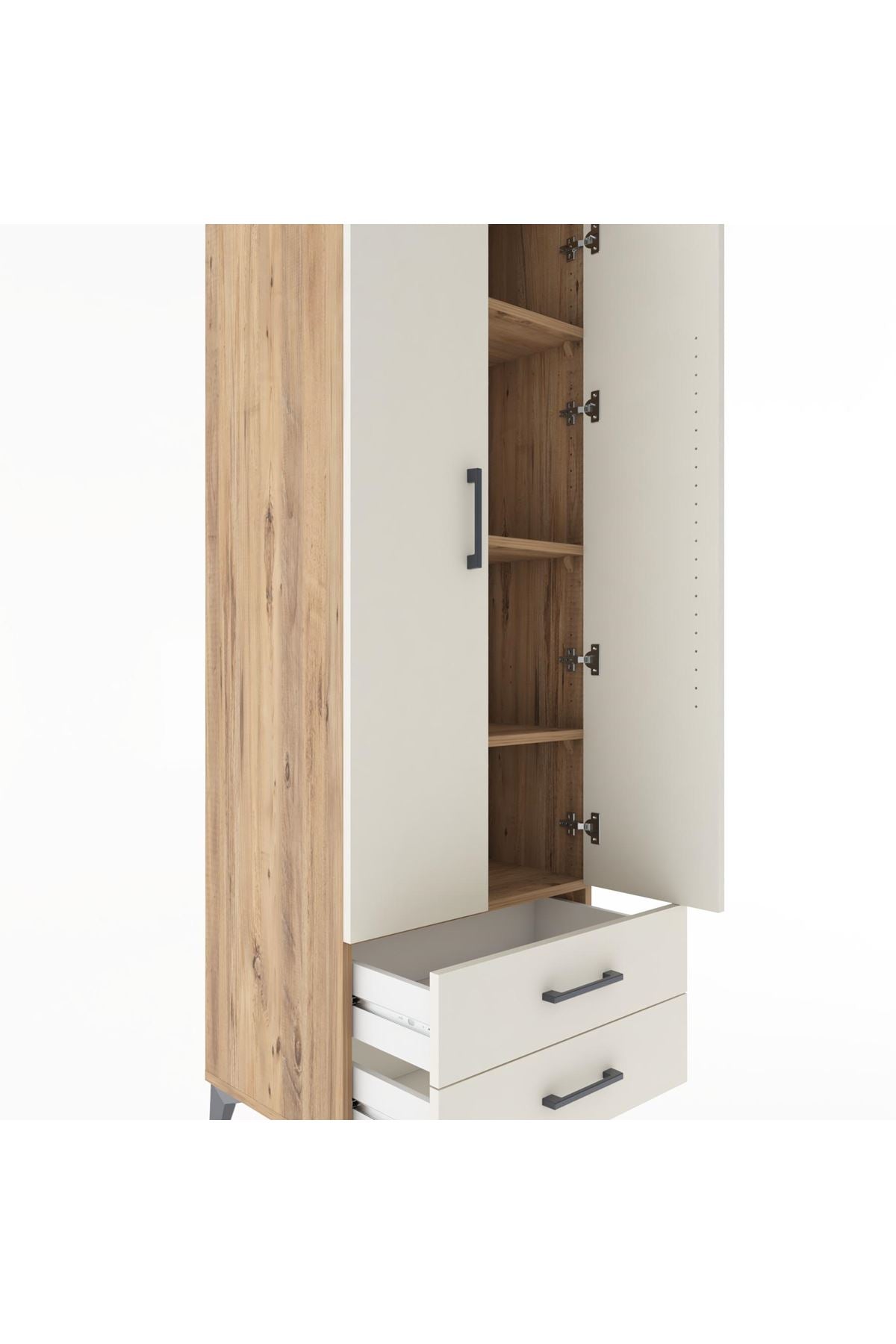 Hyperion Dolap 4 Raflı 2 Çekmeceli 2 Kapaklı 60x44x182 Çam-Aytaşı