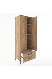 Hyperion Dolap 4 Raflı 2 Çekmeceli 2 Kapaklı 60x44x182 Çam-Çam