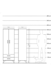 Hyperion Dolap 4 Raflı 2 Çekmeceli 2 Kapaklı 60x44x182 Çam-Çam