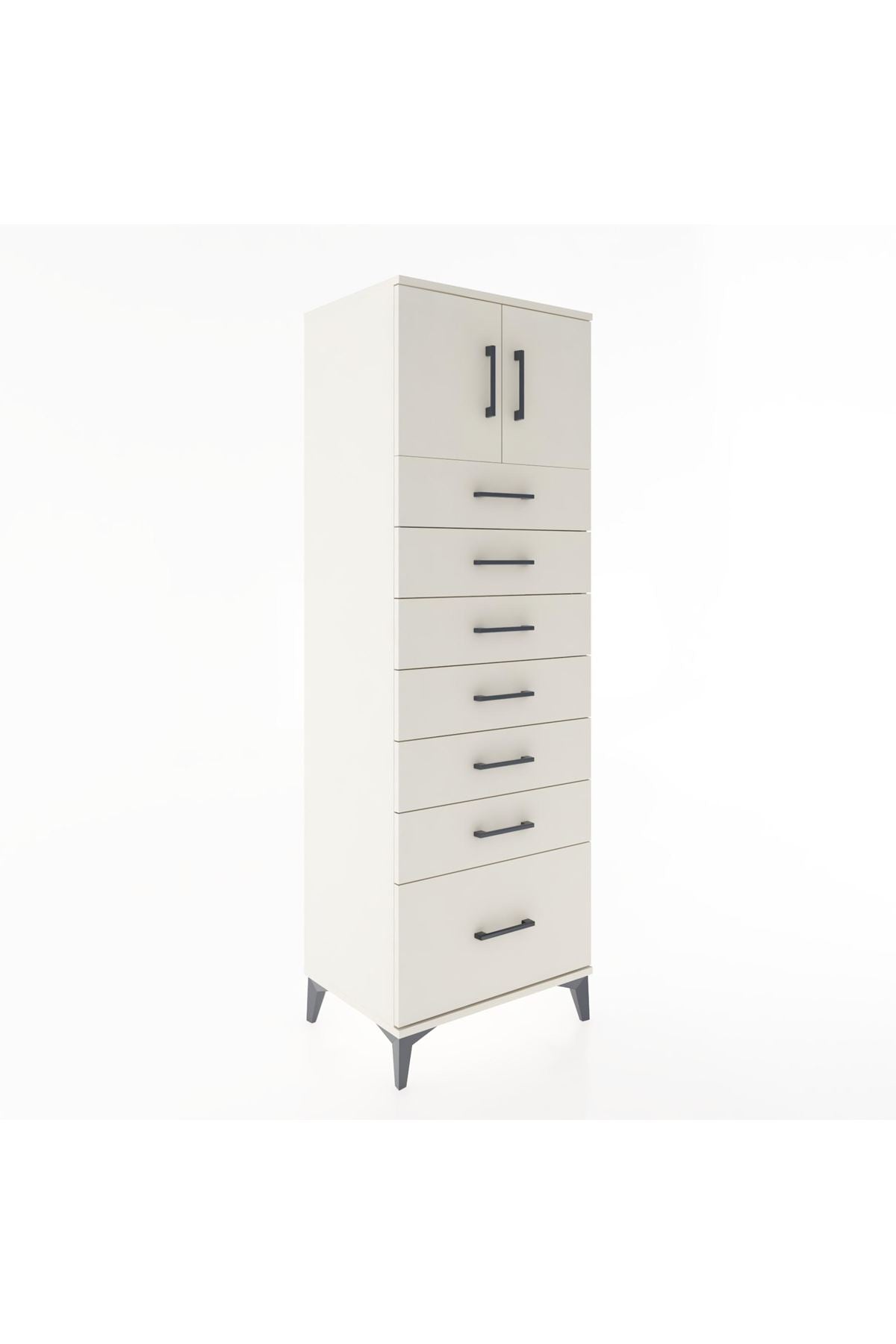 Hyperion Dolap Tek Raflı 7 Çekmeceli 2 Kapaklı 60x44x182 - S56M010V1B