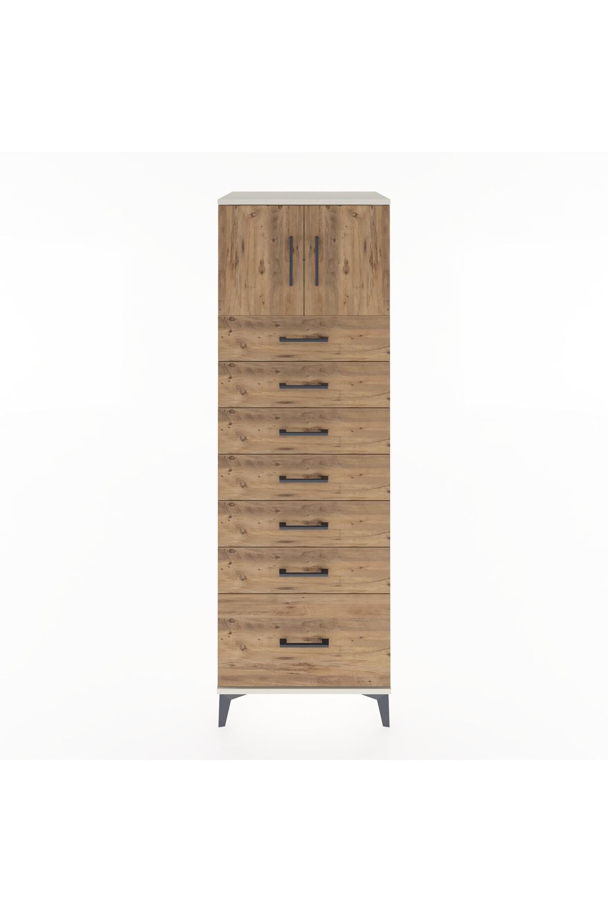 Hyperion Dolap Tek Raflı 7 Çekmeceli 2 Kapaklı 60x44x182 - S56M010V3B