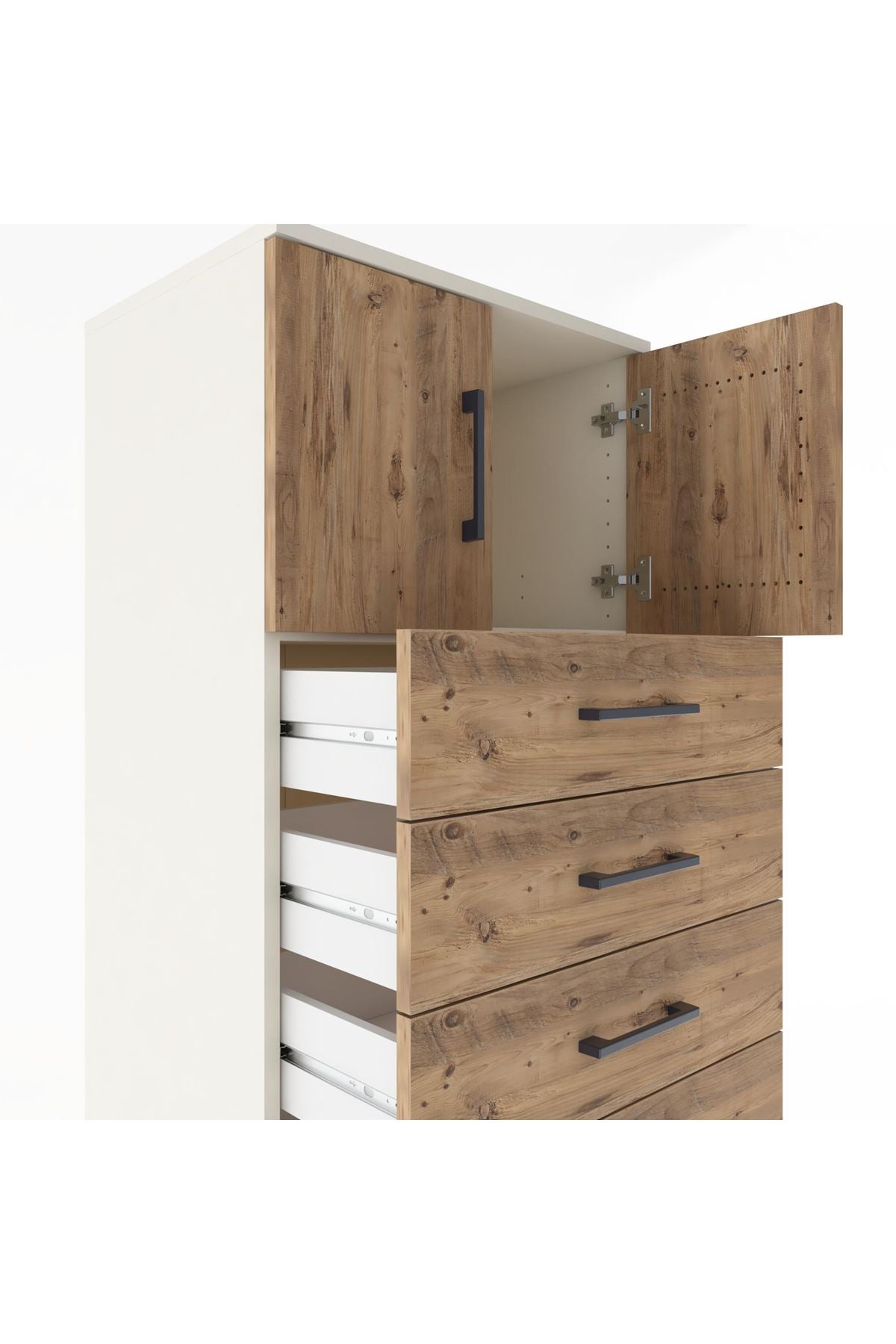 Hyperion Dolap Tek Raflı 7 Çekmeceli 2 Kapaklı 60x44x182 - S56M010V3B