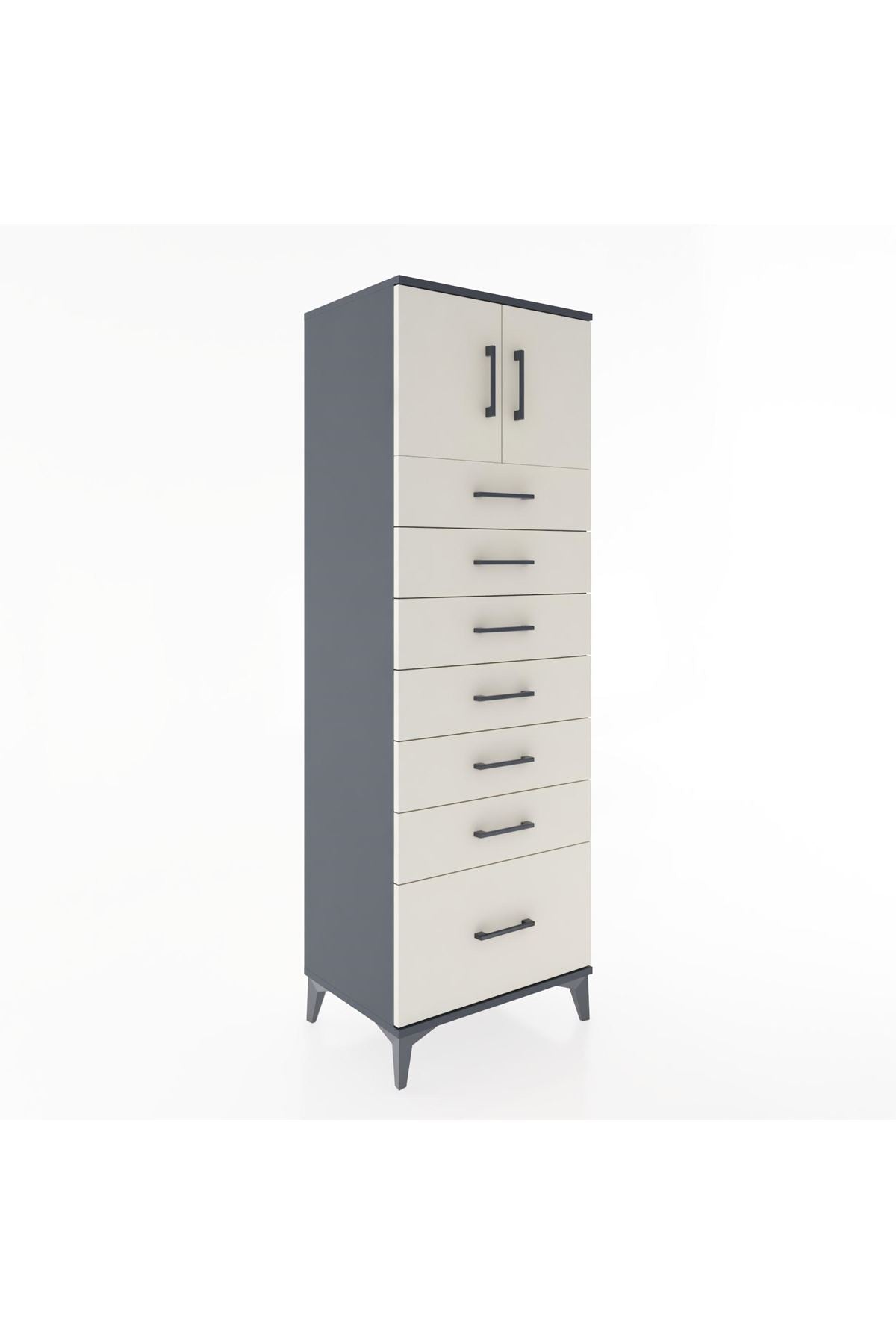 Hyperion Dolap Tek Raflı 7 Çekmeceli 2 Kapaklı 60x44x182 - S56M010V4B