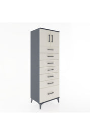 Hyperion Dolap Tek Raflı 7 Çekmeceli 2 Kapaklı 60x44x182 - S56M010V4B
