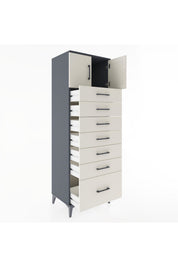 Hyperion Dolap Tek Raflı 7 Çekmeceli 2 Kapaklı 60x44x182 - S56M010V4B