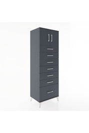 Hyperion Dolap Tek Raflı 7 Çekmeceli 2 Kapaklı 60x44x182 Antrasit-Antrasit