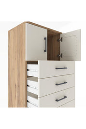 Hyperion Dolap Tek Raflı 7 Çekmeceli 2 Kapaklı 60x44x182 - S56M010V7B