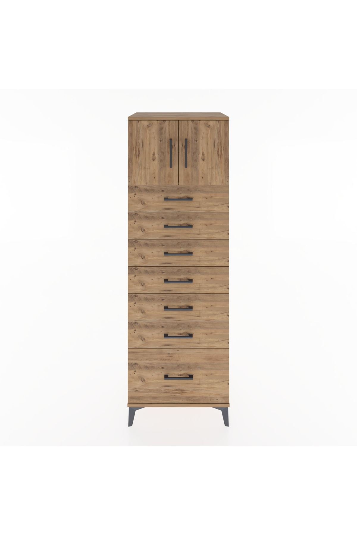 Hyperion Dolap Tek Raflı 7 Çekmeceli 2 Kapaklı 60x44x182 - S56M010V9B
