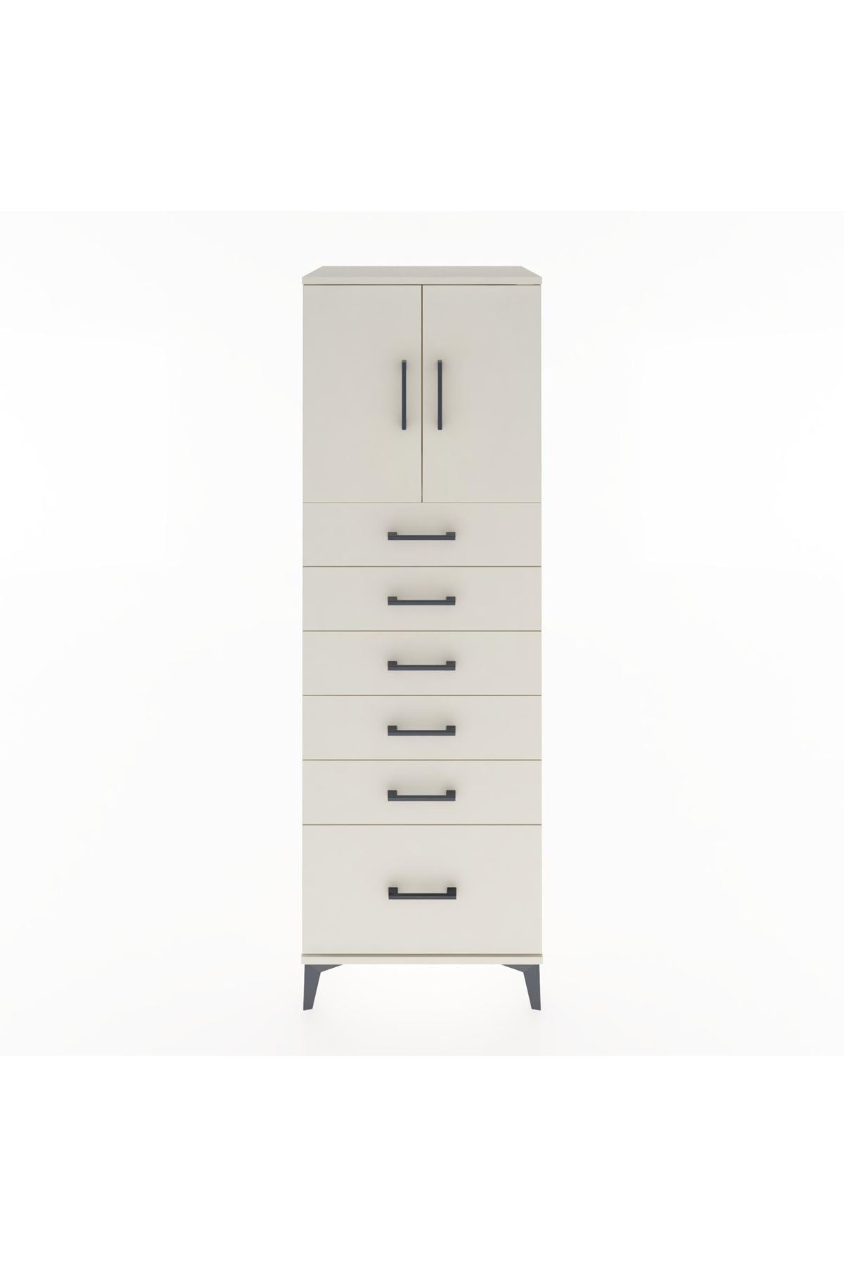 Hyperion Dolap Tek Raflı 6 Çekmeceli 2 Kapaklı 60x44x182 - S56M011V1B