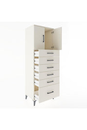 Hyperion Dolap Tek Raflı 6 Çekmeceli 2 Kapaklı 60x44x182 - S56M011V1B