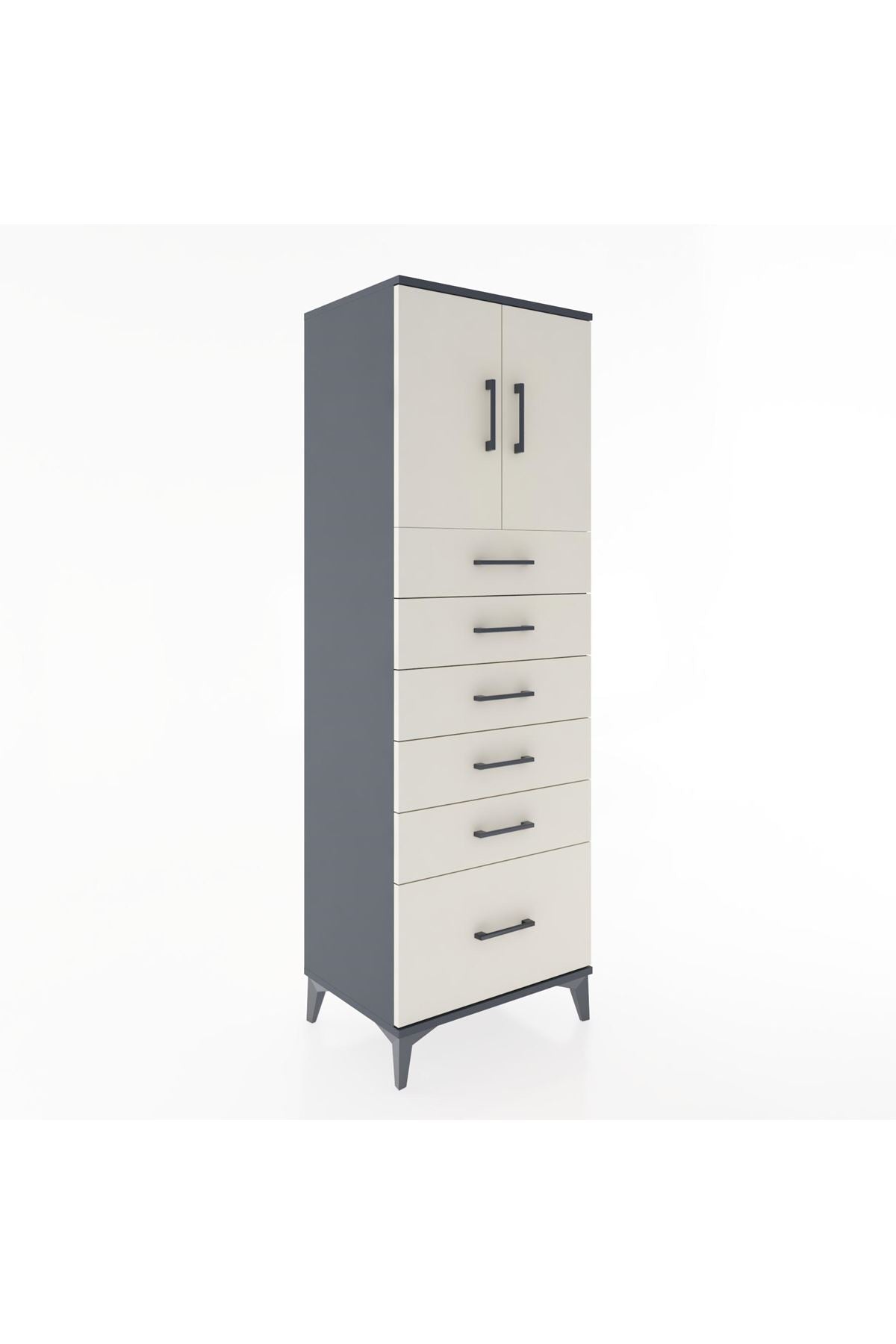 Hyperion Dolap Tek Raflı 6 Çekmeceli 2 Kapaklı 60x44x182 - S56M011V4B