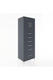 Hyperion Dolap Tek Raflı 6 Çekmeceli 2 Kapaklı 60x44x182 Antrasit-Antrasit