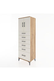 Hyperion Dolap Tek Raflı 6 Çekmeceli 2 Kapaklı 60x44x182 - S56M011V7B