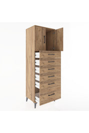 Hyperion Dolap Tek Raflı 6 Çekmeceli 2 Kapaklı 60x44x182 - S56M011V9B