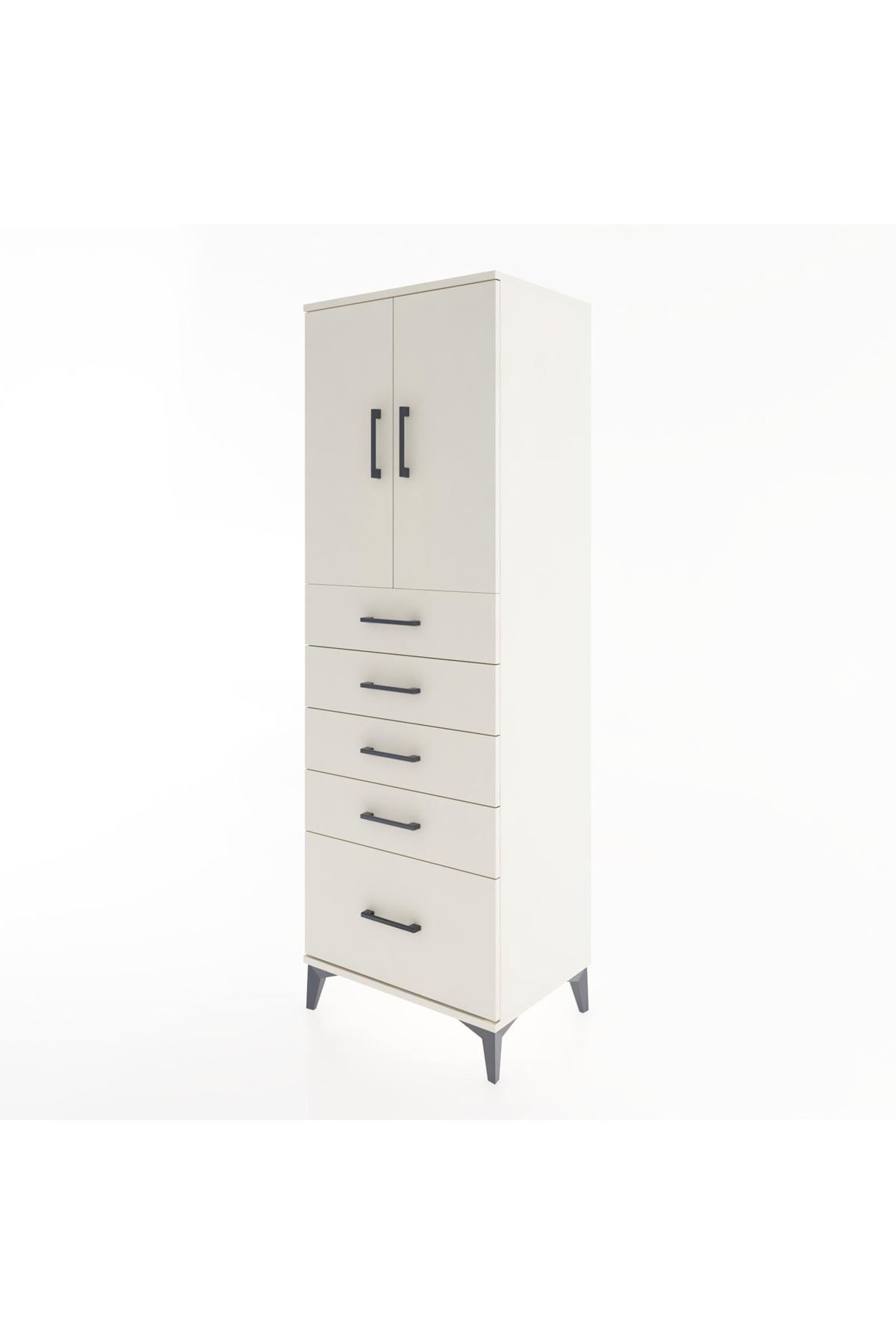 Hyperion Dolap Tek Raflı 5 Çekmeceli 2 Kapaklı 60x44x182 - S56M012V1B