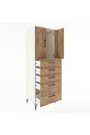 Hyperion Dolap Tek Raflı 5 Çekmeceli 2 Kapaklı 60x44x182 - S56M012V3B