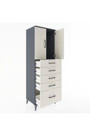 Hyperion Dolap Tek Raflı 5 Çekmeceli 2 Kapaklı 60x44x182 - S56M012V4B