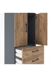 Hyperion Dolap Tek Raflı 5 Çekmeceli 2 Kapaklı 60x44x182 - S56M012V6B