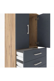 Hyperion Dolap Tek Raflı 5 Çekmeceli 2 Kapaklı 60x44x182 Çam-Antrasit