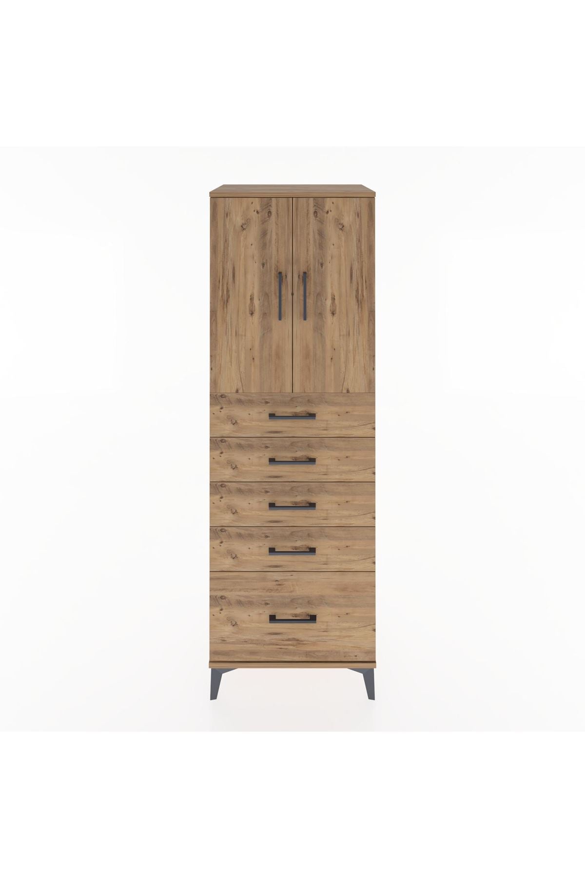 Hyperion Dolap Tek Raflı 5 Çekmeceli 2 Kapaklı 60x44x182 - S56M012V9B