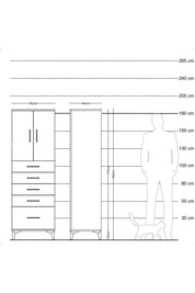 Hyperion Dolap Tek Raflı 5 Çekmeceli 2 Kapaklı 60x44x182 Çam-Antrasit