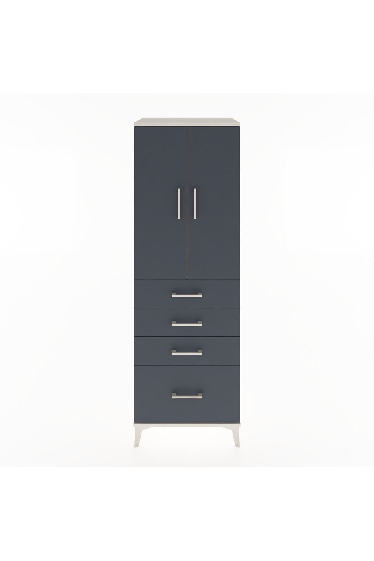 Hyperion Dolap 2 Raflı 4 Çekmeceli 2 Kapaklı 60x44x182 Aytaşı-Antrasit