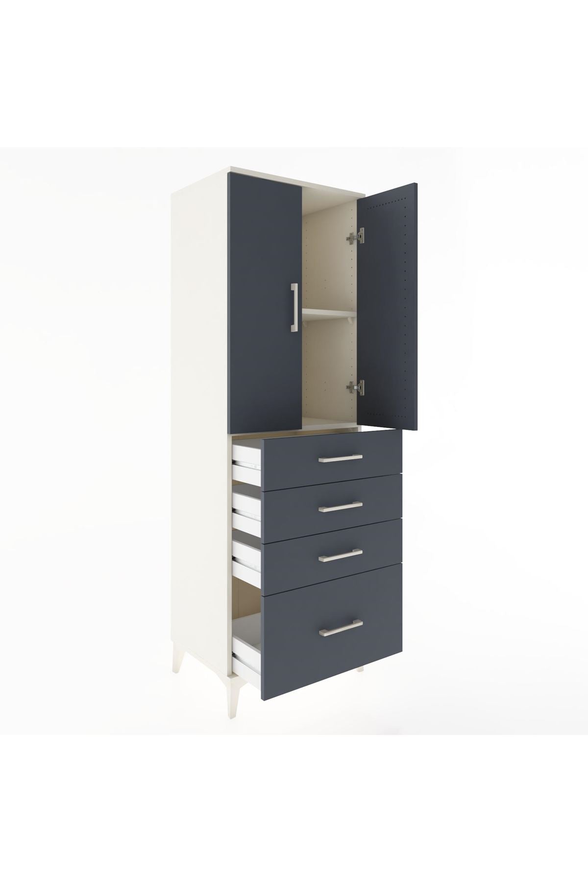 Hyperion Dolap 2 Raflı 4 Çekmeceli 2 Kapaklı 60x44x182 Aytaşı-Antrasit