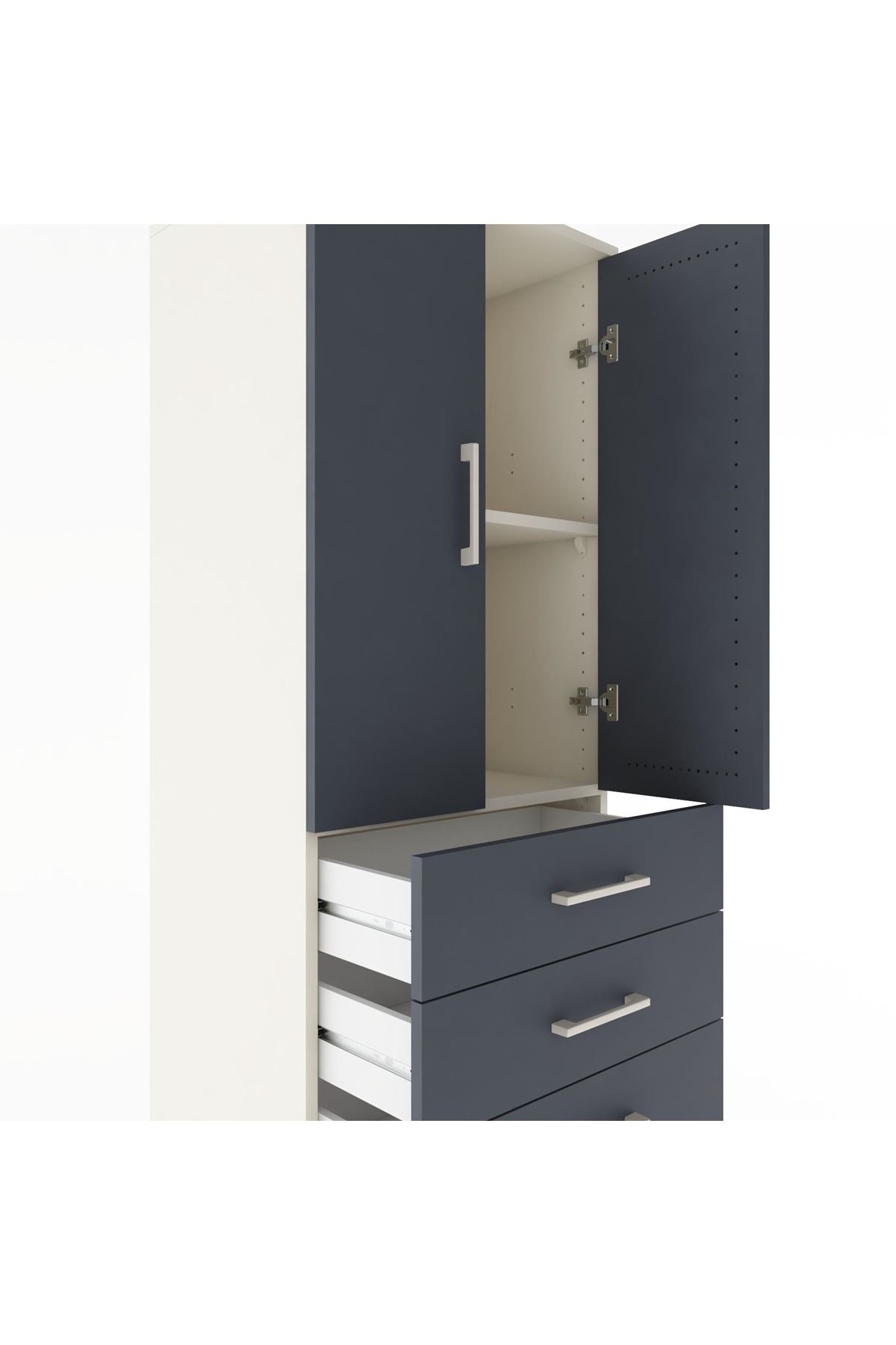 Hyperion Dolap 2 Raflı 4 Çekmeceli 2 Kapaklı 60x44x182 Aytaşı-Antrasit